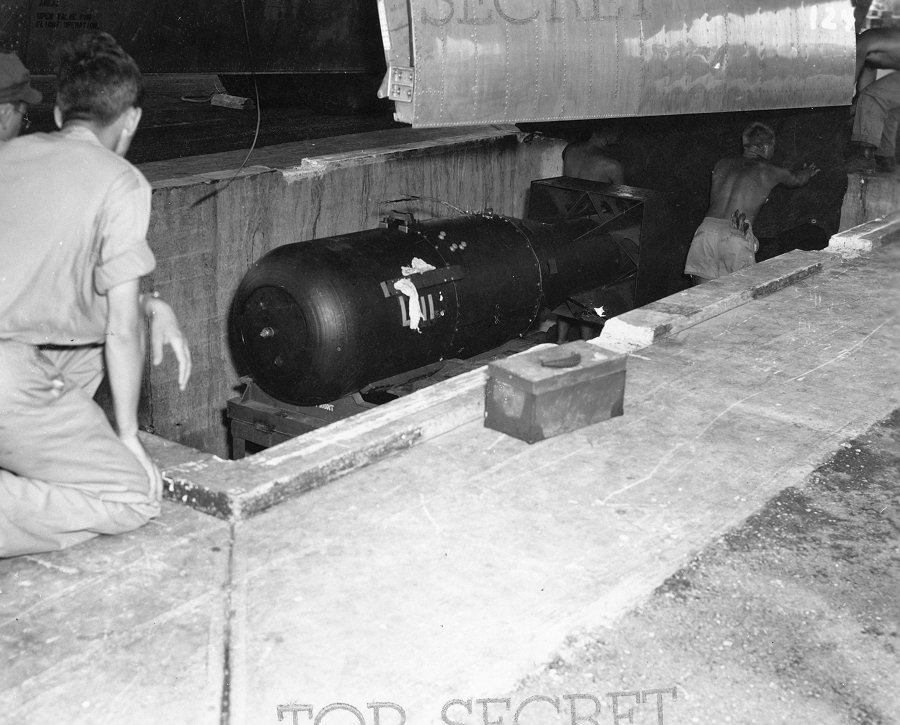 77 BT 124 Little Boy about to be loaded into Enola Gay