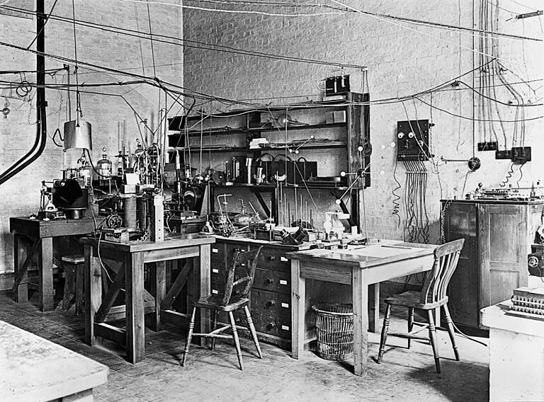 Sir Ernest Rutherford's laboratory, early 20th century.