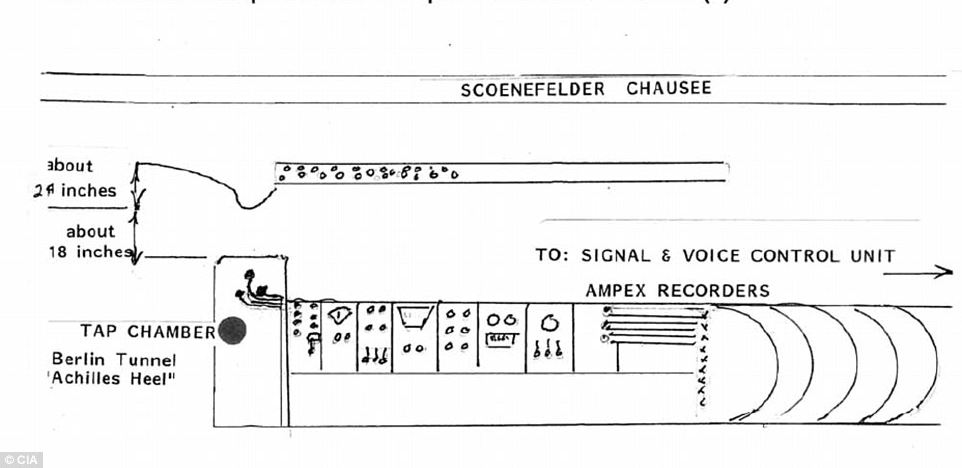 Sketch of tap chamber and amplifier room at end of tunnel c CIA