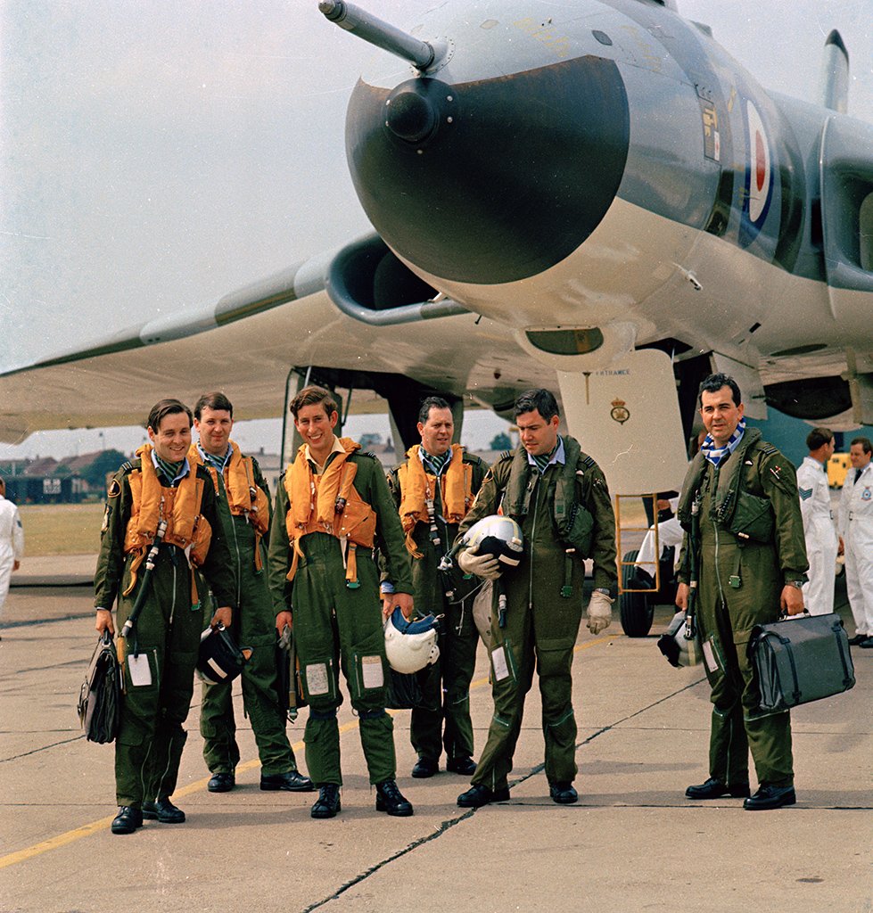 The flight crew and Prince Charles after his flight in Vulcan B.2 XL392.