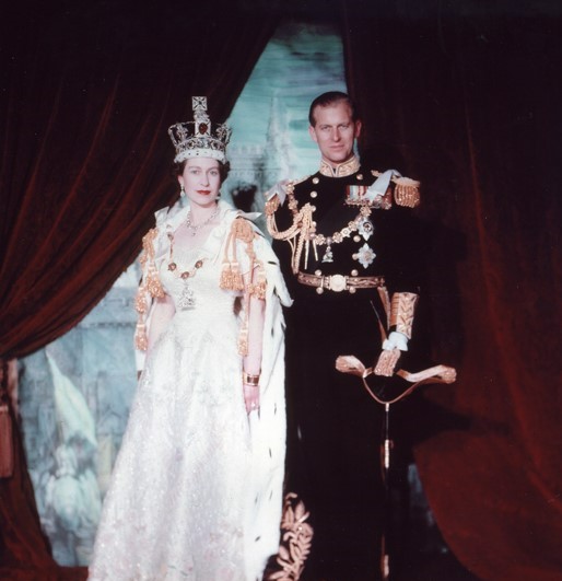 Queen Elizabeth II and Prince Philip, Duke of Edinburgh. Coronation portrait, June 1953, London, England © Crown Copyright V3