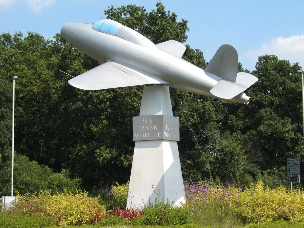 Full scale model of the Gloster E.2839 displayed as a gate guardian recalling the early days of the airfield as a research establishment