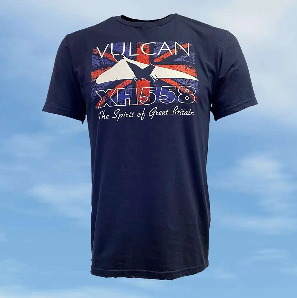 T-Shirt - Navy - Vulcan XH558 Union Flag - Vulcan To The Sky